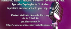 Ysabelle Mercury  - Cours de chant, techniques et attitudes scéniques.
